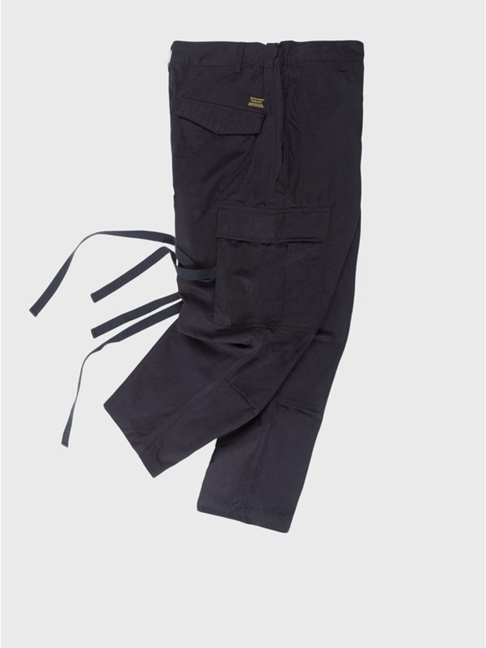 MAHARISHI LOOSE CROPPED CARGO PANTS - BLACK Black - Casual Utility Style - Picture 4 of 9